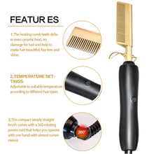 Load image into Gallery viewer, Hair Straightener Flat Irons Straightening Brush Hot Heating Comb Hair Straight Styler Corrugation Curling Iron Hair Curler Comb
