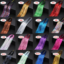 Load image into Gallery viewer, 16 Colors 90cm Party Holographic hair accessories Glitter Hair Tinsel Sparkle Extensions 150Strands Bling twinkle hair extension
