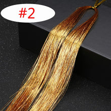 Load image into Gallery viewer, 16 Colors 90cm Party Holographic hair accessories Glitter Hair Tinsel Sparkle Extensions 150Strands Bling twinkle hair extension
