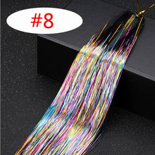 Load image into Gallery viewer, 16 Colors 90cm Party Holographic hair accessories Glitter Hair Tinsel Sparkle Extensions 150Strands Bling twinkle hair extension
