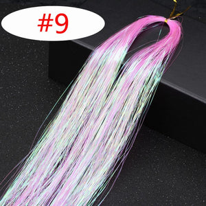 16 Colors 90cm Party Holographic hair accessories Glitter Hair Tinsel Sparkle Extensions 150Strands Bling twinkle hair extension