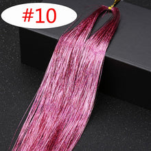 Load image into Gallery viewer, 16 Colors 90cm Party Holographic hair accessories Glitter Hair Tinsel Sparkle Extensions 150Strands Bling twinkle hair extension
