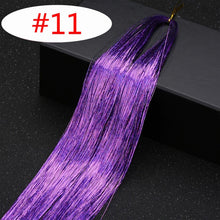 Load image into Gallery viewer, 16 Colors 90cm Party Holographic hair accessories Glitter Hair Tinsel Sparkle Extensions 150Strands Bling twinkle hair extension
