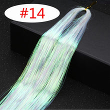 Load image into Gallery viewer, 16 Colors 90cm Party Holographic hair accessories Glitter Hair Tinsel Sparkle Extensions 150Strands Bling twinkle hair extension
