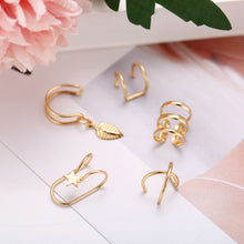Load image into Gallery viewer, 5Pcs/Set 2019 fashion Ear Cuffs Gold Leaf Ear Cuff Clip Earrings for women Climbers No Piercing Fake Cartilage Earring
