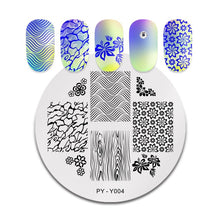 Load image into Gallery viewer, Natural Plants Flower Nail Stamping Plates Christmas Striped Line Mandala Nail Art Plate Stencil Stainless Steel Design
