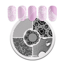 Load image into Gallery viewer, Natural Plants Flower Nail Stamping Plates Christmas Striped Line Mandala Nail Art Plate Stencil Stainless Steel Design
