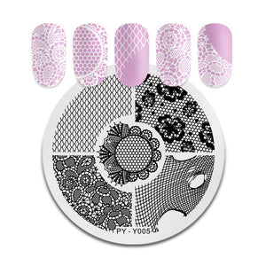 Natural Plants Flower Nail Stamping Plates Christmas Striped Line Mandala Nail Art Plate Stencil Stainless Steel Design