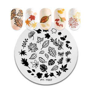 Natural Plants Flower Nail Stamping Plates Christmas Striped Line Mandala Nail Art Plate Stencil Stainless Steel Design