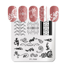 Load image into Gallery viewer, Natural Plants Flower Nail Stamping Plates Christmas Striped Line Mandala Nail Art Plate Stencil Stainless Steel Design
