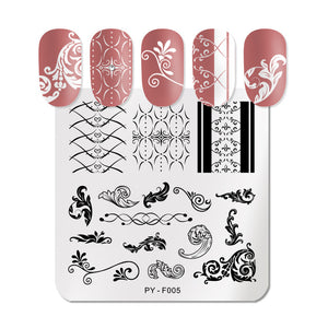 Natural Plants Flower Nail Stamping Plates Christmas Striped Line Mandala Nail Art Plate Stencil Stainless Steel Design