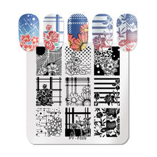 Load image into Gallery viewer, Natural Plants Flower Nail Stamping Plates Christmas Striped Line Mandala Nail Art Plate Stencil Stainless Steel Design
