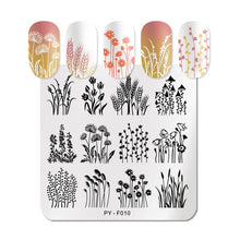 Load image into Gallery viewer, Natural Plants Flower Nail Stamping Plates Christmas Striped Line Mandala Nail Art Plate Stencil Stainless Steel Design
