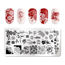 Load image into Gallery viewer, Natural Plants Flower Nail Stamping Plates Christmas Striped Line Mandala Nail Art Plate Stencil Stainless Steel Design
