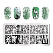 Load image into Gallery viewer, Natural Plants Flower Nail Stamping Plates Christmas Striped Line Mandala Nail Art Plate Stencil Stainless Steel Design
