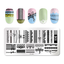 Load image into Gallery viewer, Natural Plants Flower Nail Stamping Plates Christmas Striped Line Mandala Nail Art Plate Stencil Stainless Steel Design
