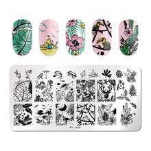 Load image into Gallery viewer, Natural Plants Flower Nail Stamping Plates Christmas Striped Line Mandala Nail Art Plate Stencil Stainless Steel Design
