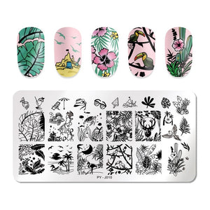 Natural Plants Flower Nail Stamping Plates Christmas Striped Line Mandala Nail Art Plate Stencil Stainless Steel Design