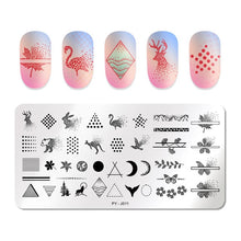 Load image into Gallery viewer, Natural Plants Flower Nail Stamping Plates Christmas Striped Line Mandala Nail Art Plate Stencil Stainless Steel Design
