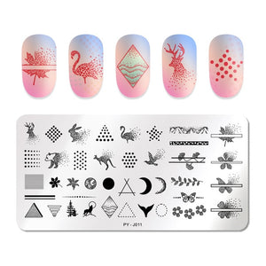 Natural Plants Flower Nail Stamping Plates Christmas Striped Line Mandala Nail Art Plate Stencil Stainless Steel Design