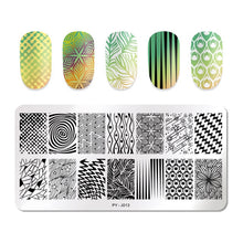 Load image into Gallery viewer, Natural Plants Flower Nail Stamping Plates Christmas Striped Line Mandala Nail Art Plate Stencil Stainless Steel Design
