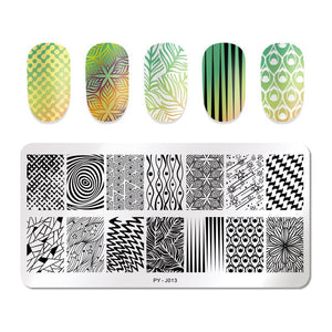 Natural Plants Flower Nail Stamping Plates Christmas Striped Line Mandala Nail Art Plate Stencil Stainless Steel Design