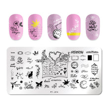 Load image into Gallery viewer, Natural Plants Flower Nail Stamping Plates Christmas Striped Line Mandala Nail Art Plate Stencil Stainless Steel Design
