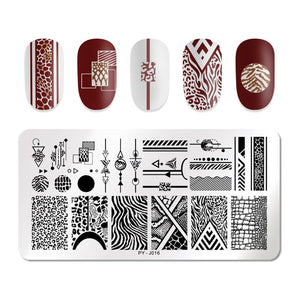 Natural Plants Flower Nail Stamping Plates Christmas Striped Line Mandala Nail Art Plate Stencil Stainless Steel Design