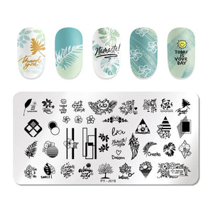 Natural Plants Flower Nail Stamping Plates Christmas Striped Line Mandala Nail Art Plate Stencil Stainless Steel Design