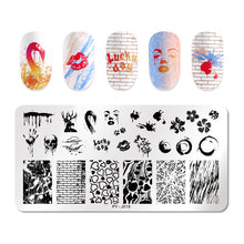 Load image into Gallery viewer, Natural Plants Flower Nail Stamping Plates Christmas Striped Line Mandala Nail Art Plate Stencil Stainless Steel Design
