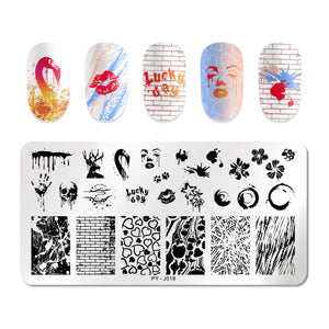 Natural Plants Flower Nail Stamping Plates Christmas Striped Line Mandala Nail Art Plate Stencil Stainless Steel Design