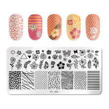 Load image into Gallery viewer, Natural Plants Flower Nail Stamping Plates Christmas Striped Line Mandala Nail Art Plate Stencil Stainless Steel Design
