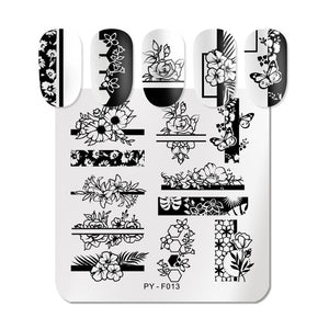 Natural Plants Flower Nail Stamping Plates Christmas Striped Line Mandala Nail Art Plate Stencil Stainless Steel Design