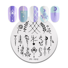 Load image into Gallery viewer, Natural Plants Flower Nail Stamping Plates Christmas Striped Line Mandala Nail Art Plate Stencil Stainless Steel Design
