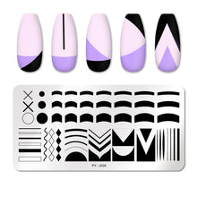 Load image into Gallery viewer, Natural Plants Flower Nail Stamping Plates Christmas Striped Line Mandala Nail Art Plate Stencil Stainless Steel Design
