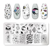 Load image into Gallery viewer, Natural Plants Flower Nail Stamping Plates Christmas Striped Line Mandala Nail Art Plate Stencil Stainless Steel Design
