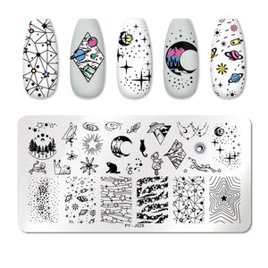 Natural Plants Flower Nail Stamping Plates Christmas Striped Line Mandala Nail Art Plate Stencil Stainless Steel Design