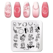 Load image into Gallery viewer, Natural Plants Flower Nail Stamping Plates Christmas Striped Line Mandala Nail Art Plate Stencil Stainless Steel Design
