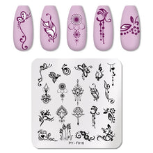 Load image into Gallery viewer, Natural Plants Flower Nail Stamping Plates Christmas Striped Line Mandala Nail Art Plate Stencil Stainless Steel Design
