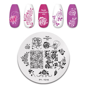 Natural Plants Flower Nail Stamping Plates Christmas Striped Line Mandala Nail Art Plate Stencil Stainless Steel Design