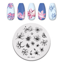 Load image into Gallery viewer, Natural Plants Flower Nail Stamping Plates Christmas Striped Line Mandala Nail Art Plate Stencil Stainless Steel Design
