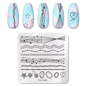 Natural Plants Flower Nail Stamping Plates Christmas Striped Line Mandala Nail Art Plate Stencil Stainless Steel Design