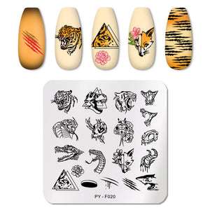 Natural Plants Flower Nail Stamping Plates Christmas Striped Line Mandala Nail Art Plate Stencil Stainless Steel Design