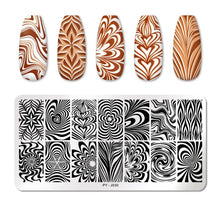 Load image into Gallery viewer, Natural Plants Flower Nail Stamping Plates Christmas Striped Line Mandala Nail Art Plate Stencil Stainless Steel Design
