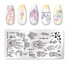 Load image into Gallery viewer, Natural Plants Flower Nail Stamping Plates Christmas Striped Line Mandala Nail Art Plate Stencil Stainless Steel Design
