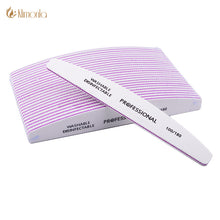 Load image into Gallery viewer, 10pcs/lot Professional Nail File 100/180 Half Moon Sandpaper Nail Sanding Blocks Grinding Polishing Manicure Care Tools
