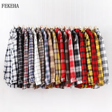 Load image into Gallery viewer, Fashion Women Plaid Shirt Chic Checked Blouse Long Sleeve Female Casual Print Shirts Loose Cotton Tops Blusas
