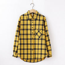 Load image into Gallery viewer, Fashion Women Plaid Shirt Chic Checked Blouse Long Sleeve Female Casual Print Shirts Loose Cotton Tops Blusas
