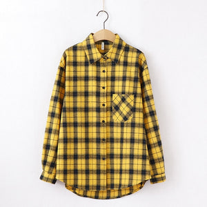 Fashion Women Plaid Shirt Chic Checked Blouse Long Sleeve Female Casual Print Shirts Loose Cotton Tops Blusas