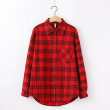 Load image into Gallery viewer, Fashion Women Plaid Shirt Chic Checked Blouse Long Sleeve Female Casual Print Shirts Loose Cotton Tops Blusas
